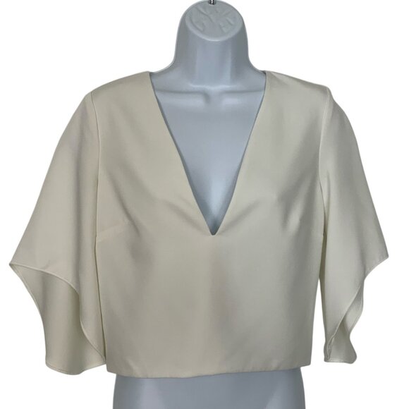Anthropologie Mare Mare Veronica Cape Blouse 2XS XXS White V-Neck Quiet Luxury - Picture 9 of 14